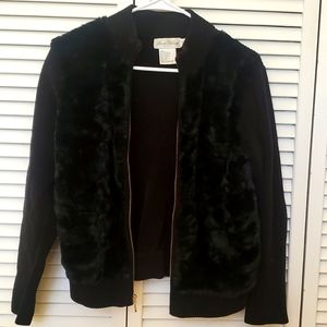Faux fur zip cardigan